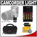 Sunpak Camcorder Video Light/ Flash Combo & Bracket + Case + (4) AA Batteries & Charger + Cleaning Kit for JVC Everio GZ-HD620, HD550, HD520, HD300, HD40, HM200, HM300, HM320, HM340, HM400, HM550, MG750, MB110, MS230, MS250, X900