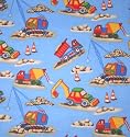 Fitted Pack N Play (Graco) Sheets - Flannel22132 - Blue Construction - Made In USA