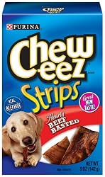 Cheweez Beefhide Strips Hearty Beef Basted Dog Treats, 5-Ounce Boxes (Pack of 12)