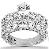 14K White Gold Round Cut Diamond Matching Bridal Set (4.45ct.tw, HI Color, SI2-3 Clarity)