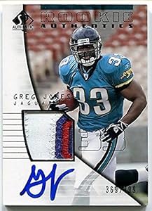 2004 SP Authentic GREG JONES On-Card Auto Rare 4 Color Patch RC #/799 - NFL Slabbed Autographed Rookie Cards