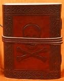 Jolly Roger Pirate Skull Embossed Handmade Leather Journal 5 x 6