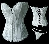 White Flower Tapestry Brocade Corset With White Lace