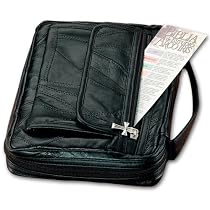 Leather Bible Cover with Zippered Side Pocket