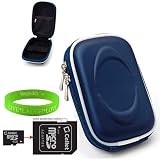 Canon PowerShot Point & Shoot Camera Accessories from VanGoddy Offers our Slim & Stylish Protective Case Cover Silicone Skin in Midnight **Fits Canon PowerShot A2200 A3300 ELPH 100HS 300HS 310HS 500HS 510HS SD4000IS SD4500IS Model Cameras** + Blue Color Flexible Tripod + 4GB SD Card + VanGoddy LIVE * LAUGH * LOVE Wristband
