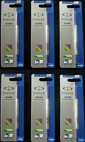 5 x Parker Quink Flow Ball Point Pen Refill Refills + Blue ink + Medium Nib