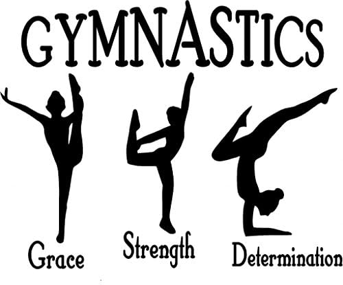 CreativeSignsnDesigns [Creative Signs N Designs, CreativeSignsNDesigns] Grace Strength Determination Gymnastics Girls Vinyl Wall Decal White