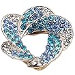 Floral Crystal Diamante Petal Brooch Pin - Blue