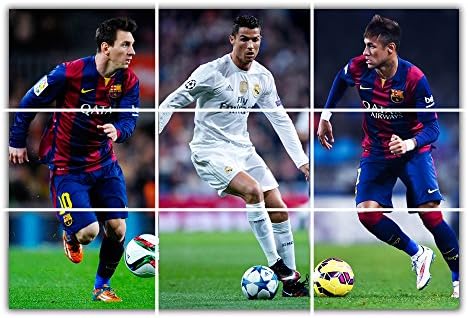 Cristiano Ronaldo &amp; Lionel Messi &amp; Neymar Poster Large Print Giant Wall Art Decor
