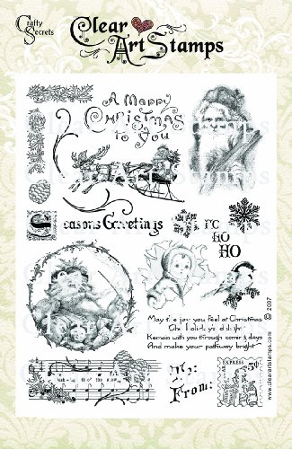 Crafty Secrets Large Art Stamp, Vintage Christmas, Clear