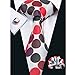 Hi-Tie Mens Stylish Polka Dots Silk Tie Hanky Cufflinks set