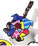Romero Britto Luggage Tag ID Custom Name (Multicolor/Dog)