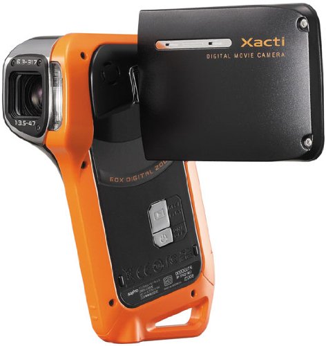 Sanyo VPC-CA8EX Camcorder (SD-Karte, 8 Megapixel, 5-fach opt. Zoom, 6,4 cm (2,5 Zoll) Display, wasserdicht bis 1,5m) orange-schwarz