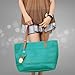 Retro Fashion Women's Tote PU Leather Shoulder Bag Handbag Shopper (Candy Color/Blue)