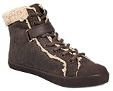 Women's Twenty10 Hello Kitty Gwyn High-Top Faux-Sherling Vegan Fashion Sneakers Shoes Brown