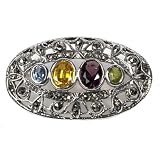 STERLING SILVER BROOCH 21X35mm - Marcasite W/CZ