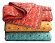 Asian silk and cotton quilt / coverlet, "Endless Knot and Longevity"
