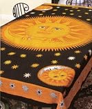 Cotton Solar Eclipse Tapestry Black, Gold, 70"x104"-SS086-05