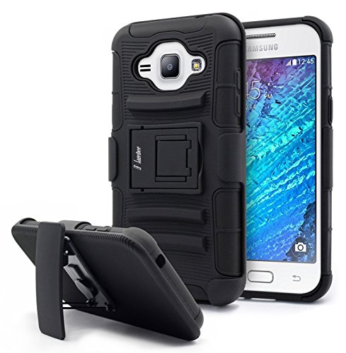Galaxy J3 Case, Nagebee - High Impact Resistant Black Dual Layer Armor Holster With Locking Belt Clip Defender Full Body Protective Hybrid Armor Case for Samsung Galaxy J3 (Black)