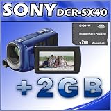 Sony DCRSX40/L Palm-Sized camcorder with 60X Optical Zoom (Blue) + Sony 2 GB Memory Stick PRO Duo Flash Memory Card