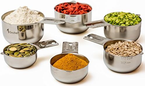 Measuring Cups Stainless Steel 6 Piece Stackable Heavy-Duty Set by Deshef