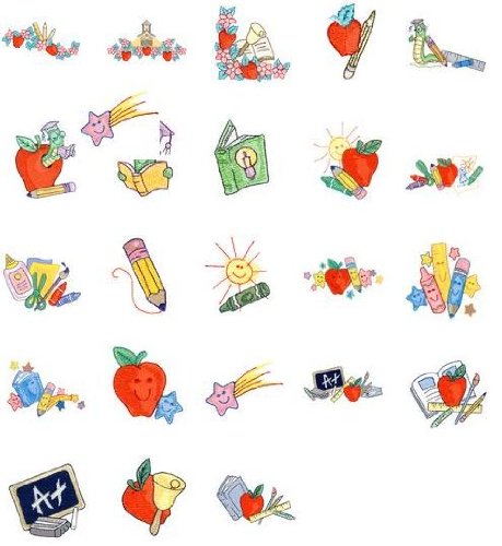 Brother/Babylock Embroidery Card BACK SCHOOL 2