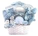 Winter Luxuries New Baby Boy Gift Basket with Blue Elephant Coat & Matching Blanket - Great Shower or Easter Gift Idea for Newborns
