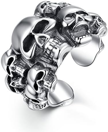Men's Personality Rock Skull Head Opening Adjustable Ring