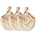 Ahyuan Ecology Reusable Cotton Mesh Grocery Bags Cotton String Bags Net Shopping Bags Mesh Bags Pack of 3 (Beige)