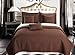 King / California-King size Chocolate Coverlet 3pc set, Luxury Microfiber Checkered Quilt by Royal Hotel