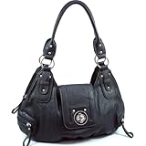 Designer Inspired Synthetic Leather Designer inspired shoulder bag - Black