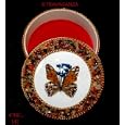 Vintage Jewelery Butterfly Jewel Round Casket- Box