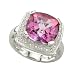 14K White Gold 0.12 ct. Diamond and 7 7/8 ct. Cushion Cut Pink Topaz Fashion Ring