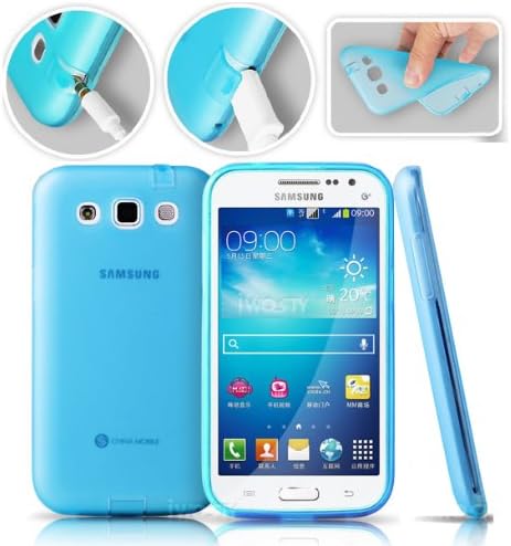 Koppu for Samsung Galaxy Win i8550 i8552(Inbuilt Dust Plug for Earphone Jack and Charging Port) Slim Fit Semitransparent TPU Frosted Soft Phone Cover Case (Galaxy Win i8550 i8552, Sky Blue)