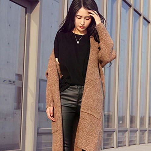 YauYau Women Long Length Dolman Sleeve Loose Front Pockets Cardigan Coat Camel