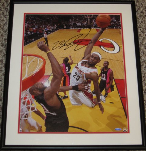 Lebron James Miami Heat / Cleveland Cavaliers Signed Autographed Framed Posterize 16x20 UDA Coa Matching Numbers Rare