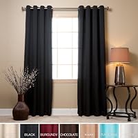 Square Quilted Grommet Top Curtain 95' Length Pair - Black - OQ