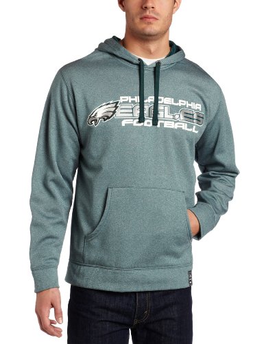 NFL Men's Philadelphia Eagles Gridiron Hood III Long Sleeve Hooded Fleece Pullover (Marine Green Marled, Large)