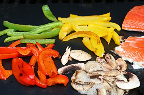 PREMIUM SET of 3 HEAVY DUTY BBQ GRILL MATS by Sujeo, 100% Non-Stick, Suitable for Steak, Burgers, Hot Dogs, Kabobs, Vegetables, Fish and Baking, Outdoors & Indoors Grilling, BBQ Mats Safe For Kids