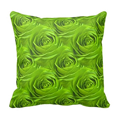 Green Rose Center Wallpaper Pattern Throw Pillow Case