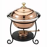 Old Dutch 890 Round Décor Copper Over Stainless Steel Chafing Dish, 1-3/4-Quart, 10 by 12-1/4-Inch