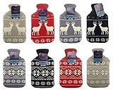 Hot Water Bottle with Nordic Design Knitted Cover