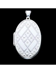 Sterling Silver Quilted Oval Locket