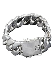 17mm Solid 925 Sterling Silver Plain Cuban Link Chain Curb Bracelet ( 8.5 " Long )