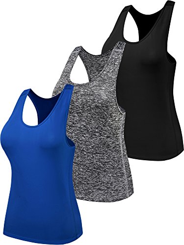 Neleus Women's 3 Pack Dry Athletic Training Loose Tank Top