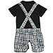 TiaoBug US Baby Boys Plaid Bowtie Gentleman Romper Jumpsuit Black Size 6-9 Months