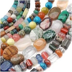 Gemstone-Bead-Lot-Mix-2-Assorted-Shapes-Sizes-Colors-70-Inches-Total