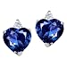 2.14 cttw Heart Shape Created Sapphire and Genuine Diamonds Earring Studs in 14k White Gold