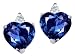 2.14 cts Heart Shape Created Sapphire and Genuine Diamonds Earring Studs - 14kt White or Yellow Gold