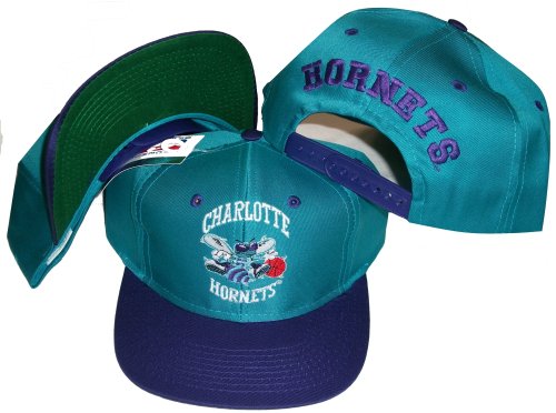 Charlotte Hornets Vintage Two Tone Plastic Snapback Adjustable Snap Back Hat 
